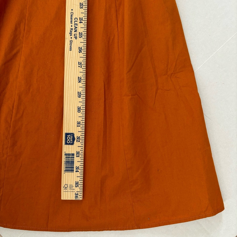 Who What Wear Ruched Dress Medium Peasant Puff Cottage Fairy Midi Orange Boho - Picture 10 of 11